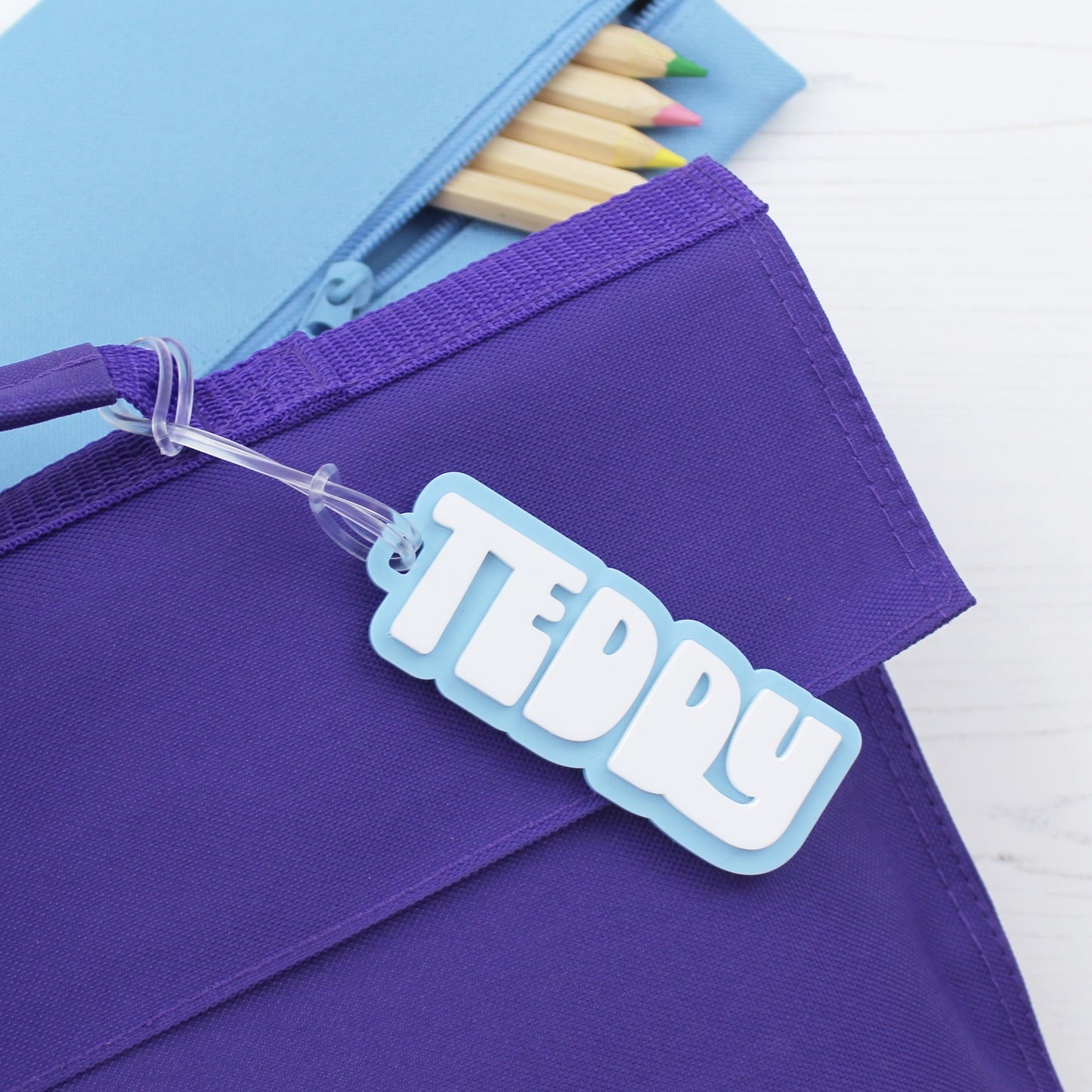 Two Colour Funky Name Bag Tag