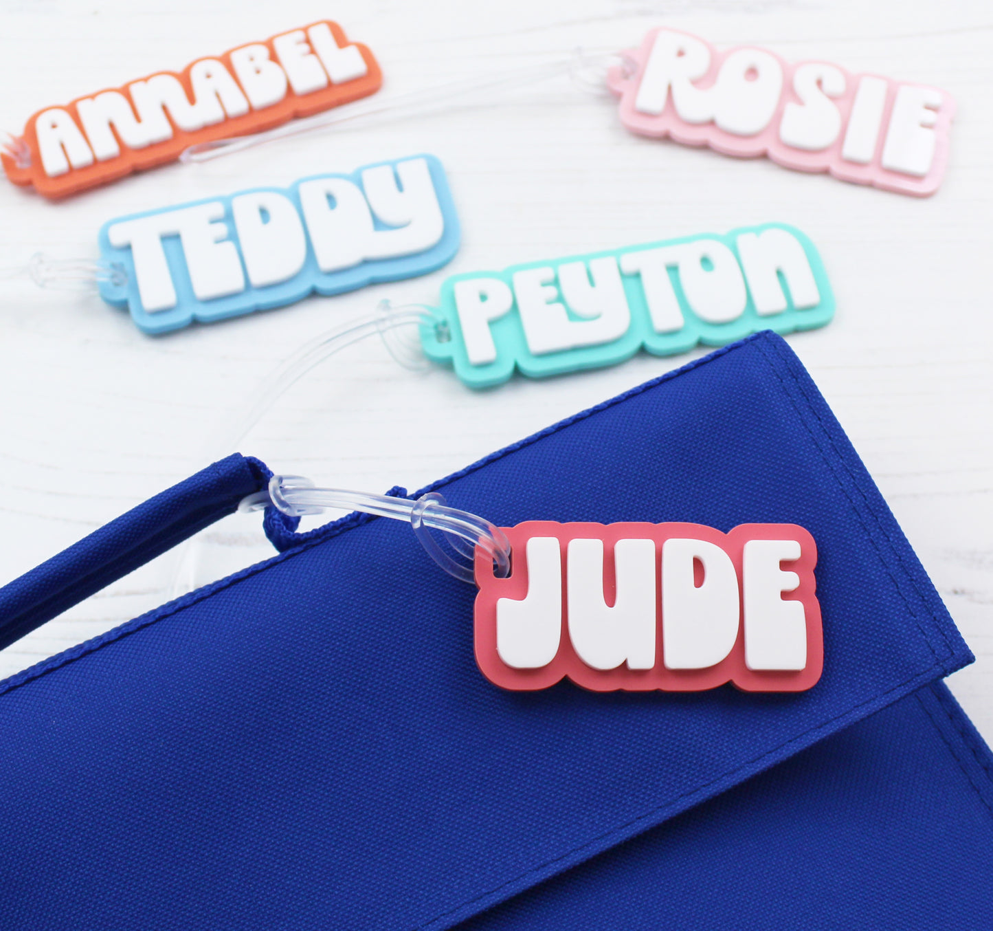 Two Colour Funky Name Bag Tag
