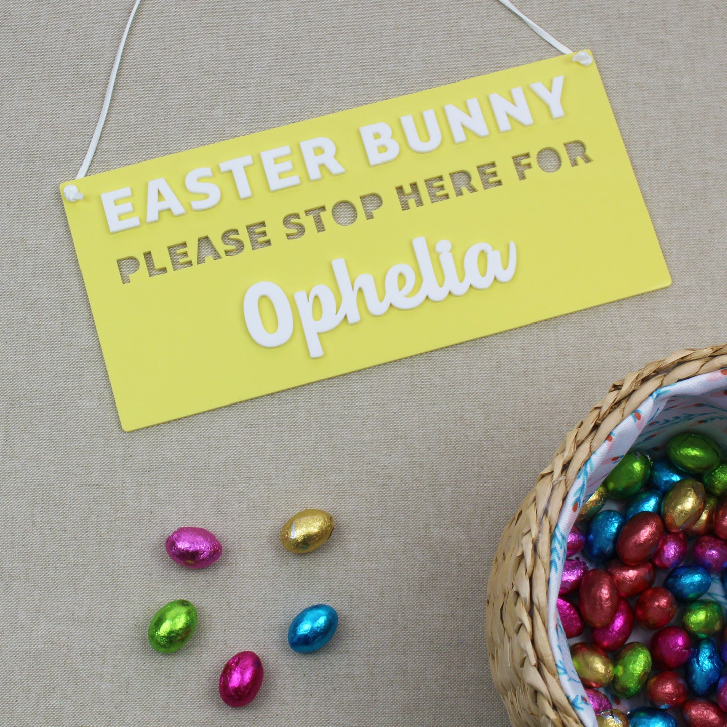 Easter Bunny Please Stop Here Personalised Sign
