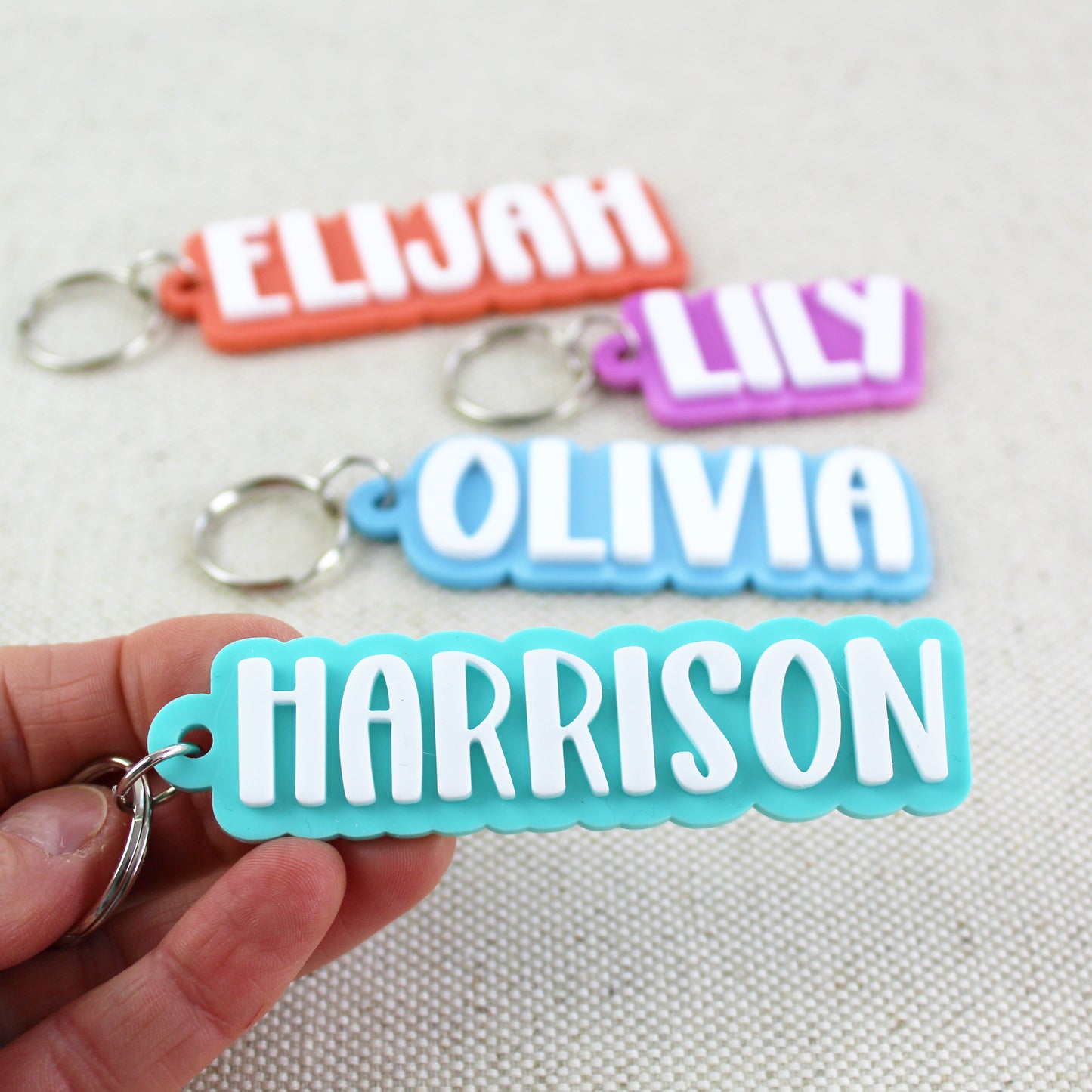 Two Colour Bold Name Keyring