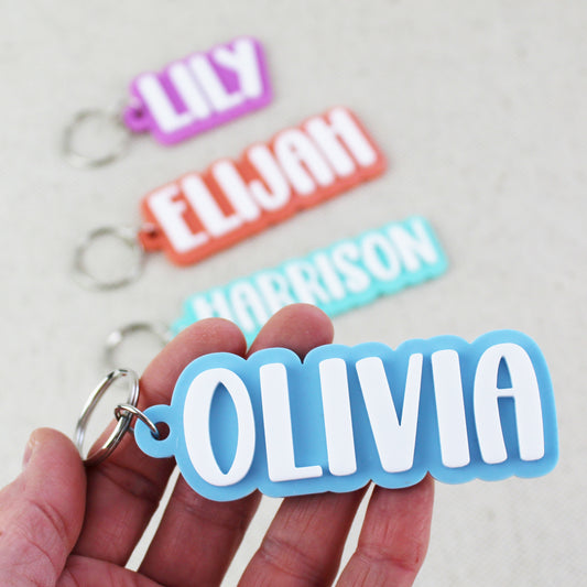 Two Colour Bold Name Keyring