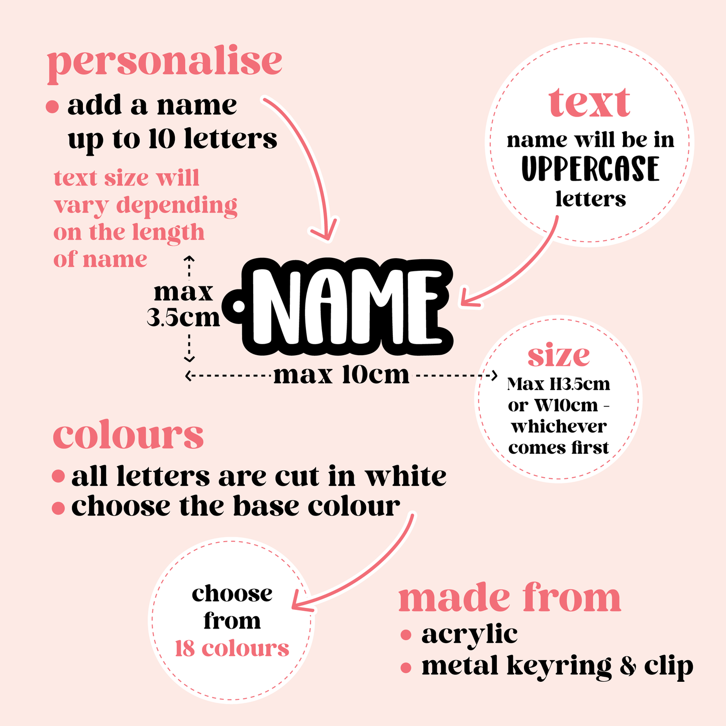 Two Colour Bold Name Keyring