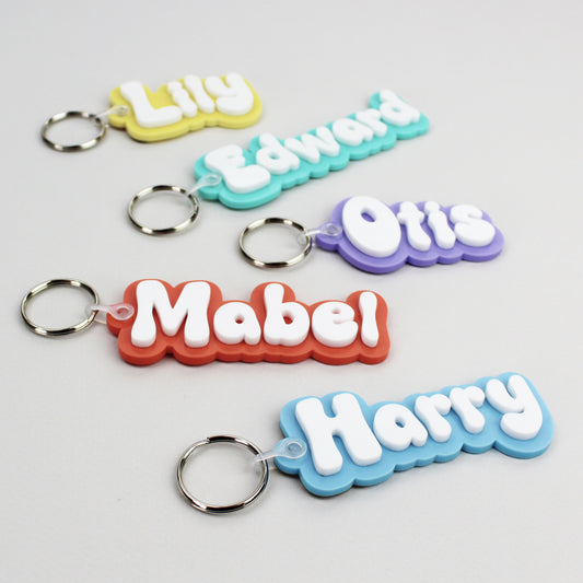 Two Colour Acrylic Personalised Name Keyring