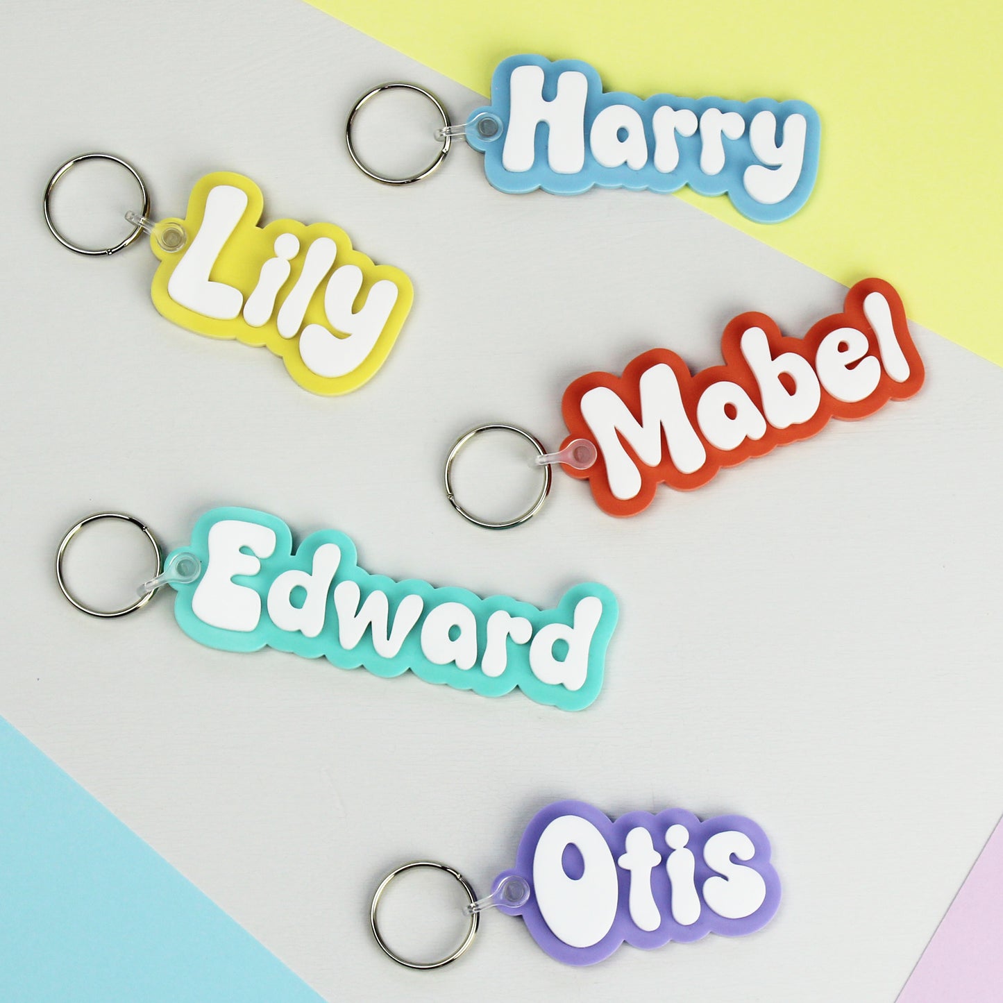 Two Colour Acrylic Personalised Name Keyring