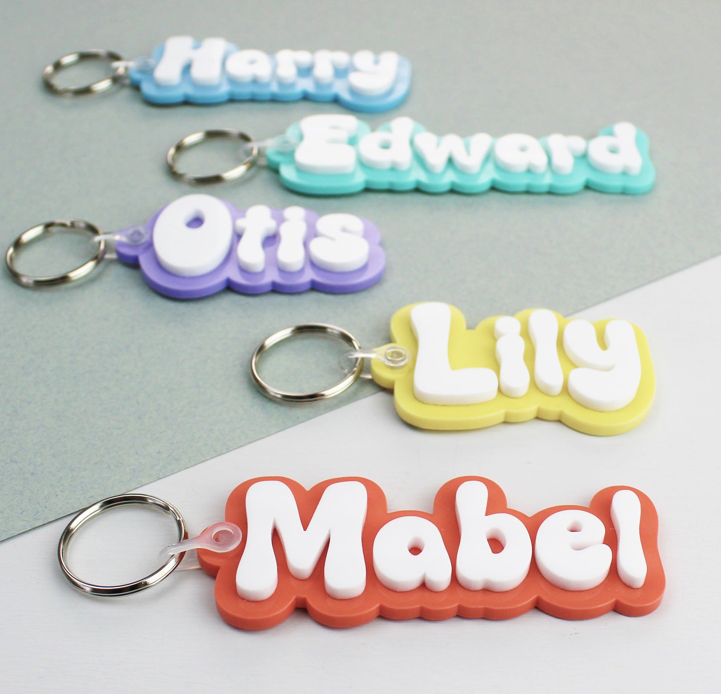 Two Colour Acrylic Personalised Name Keyring