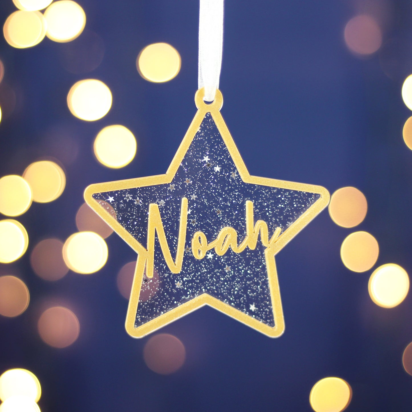 Personalised Glitter Star Christmas Decoration
