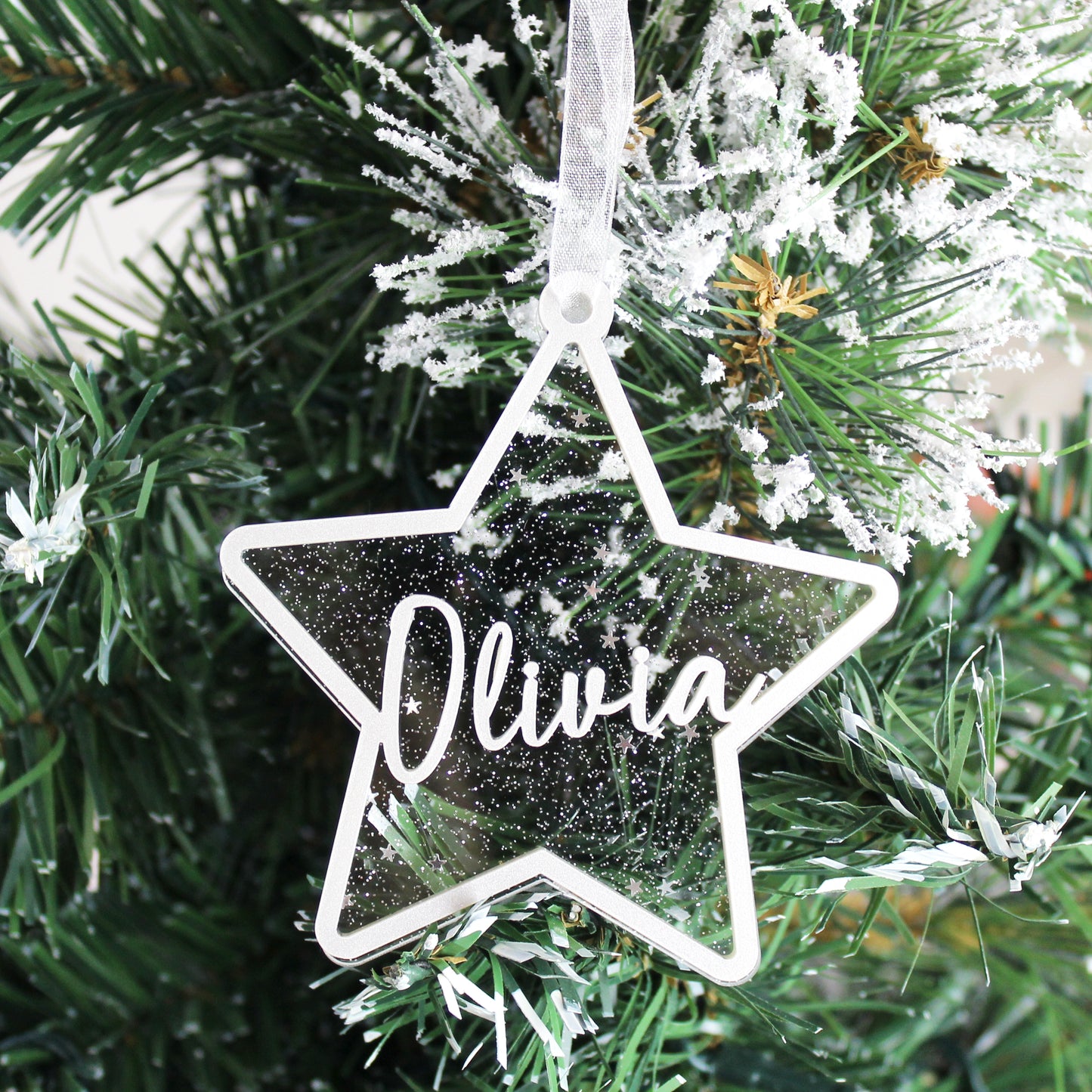 Personalised Glitter Star Christmas Decoration