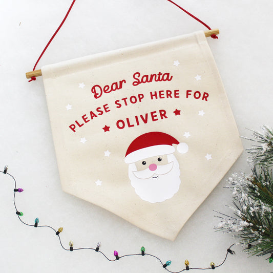 Santa Stop Here Personalised Flag