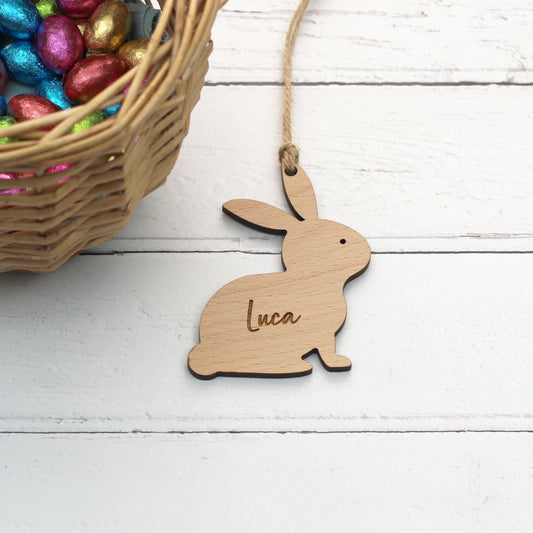 Wooden Easter Bunny Gift Tag Decoration