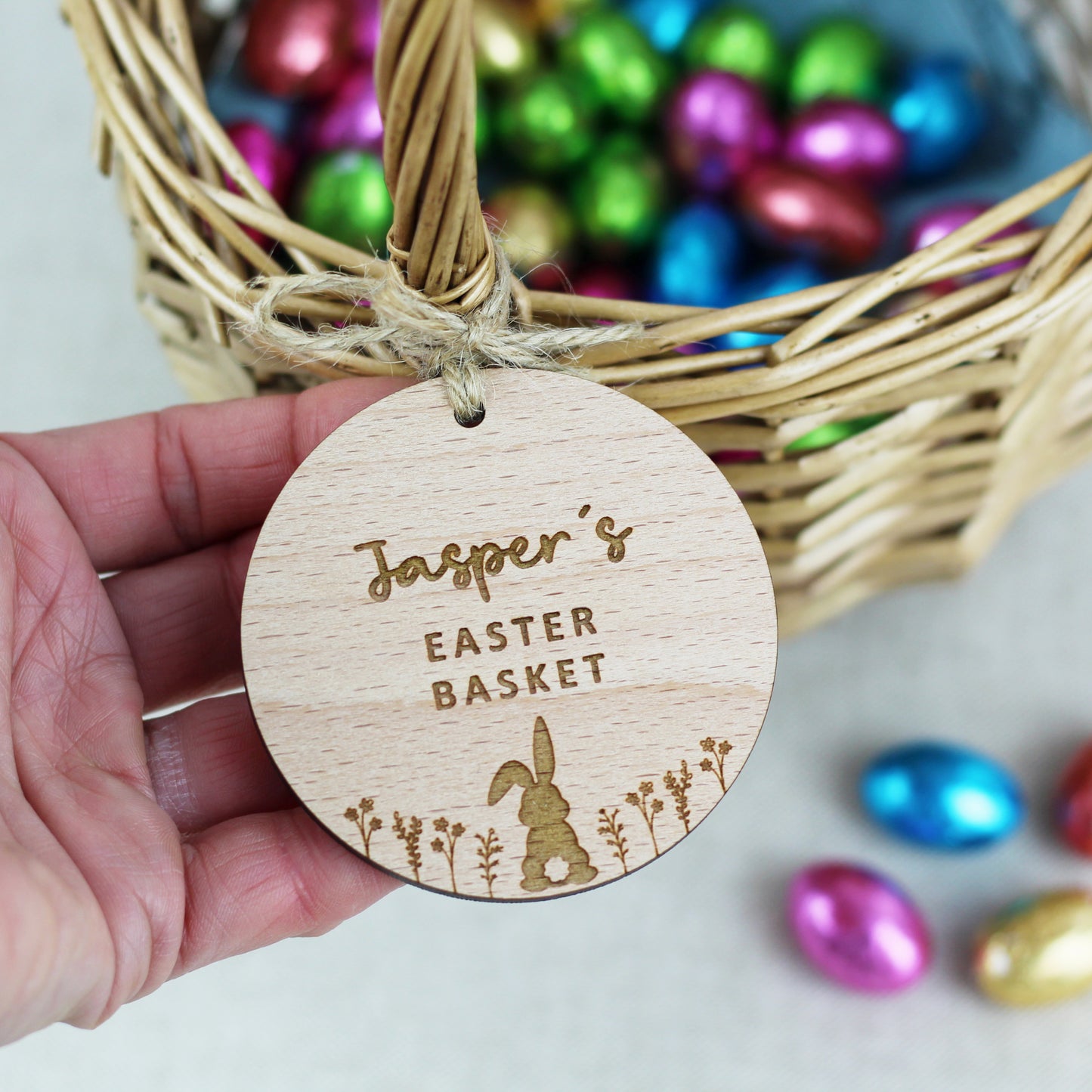 Cute Easter Basket Wooden Tag