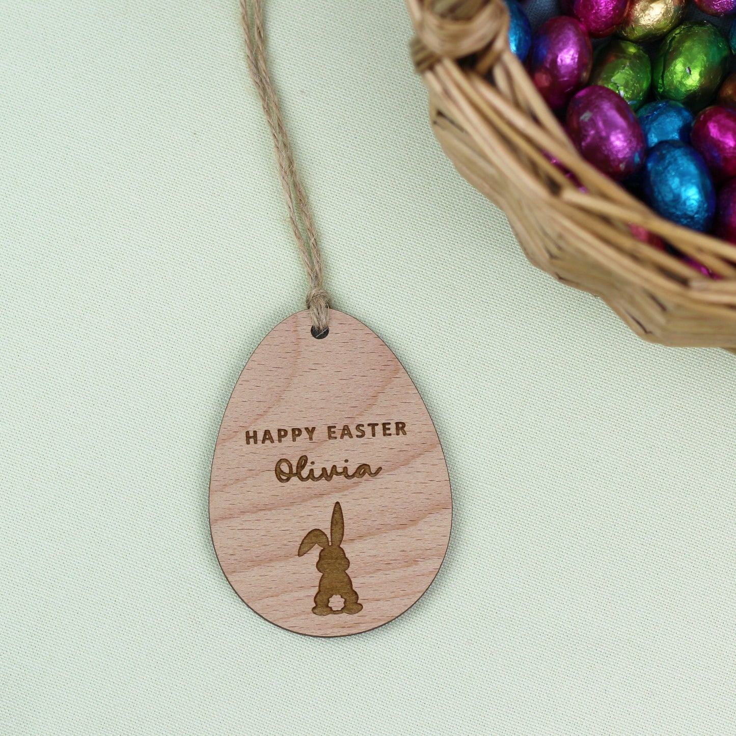 Happy Easter Personalised Wooden Decoration Tag