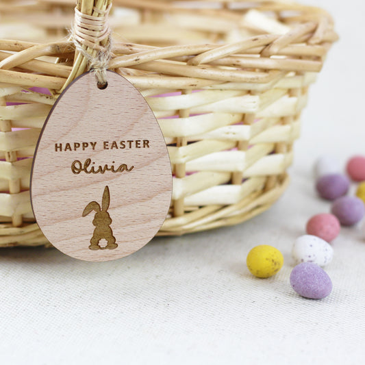 Happy Easter Personalised Wooden Decoration Tag