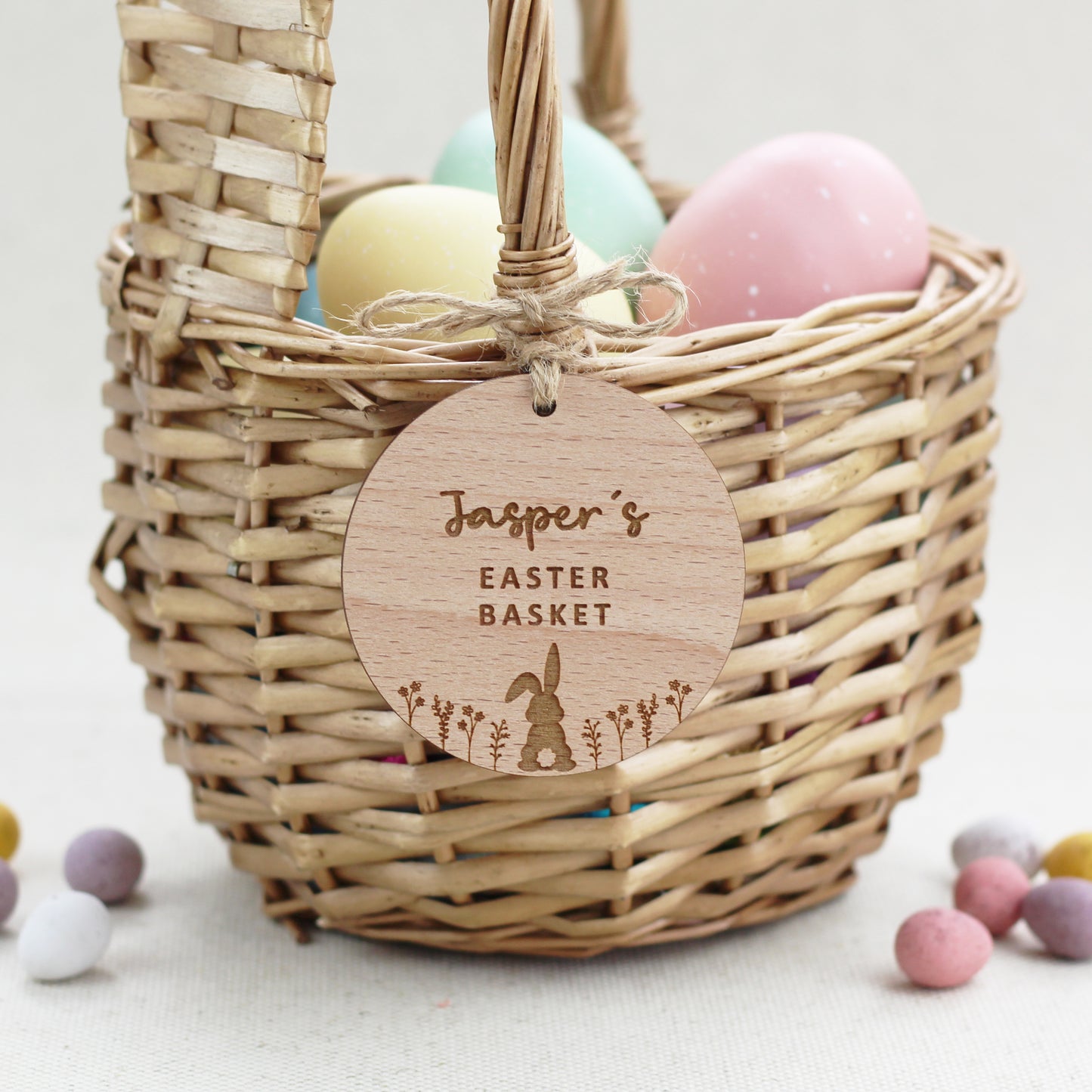 Cute Easter Basket Wooden Tag