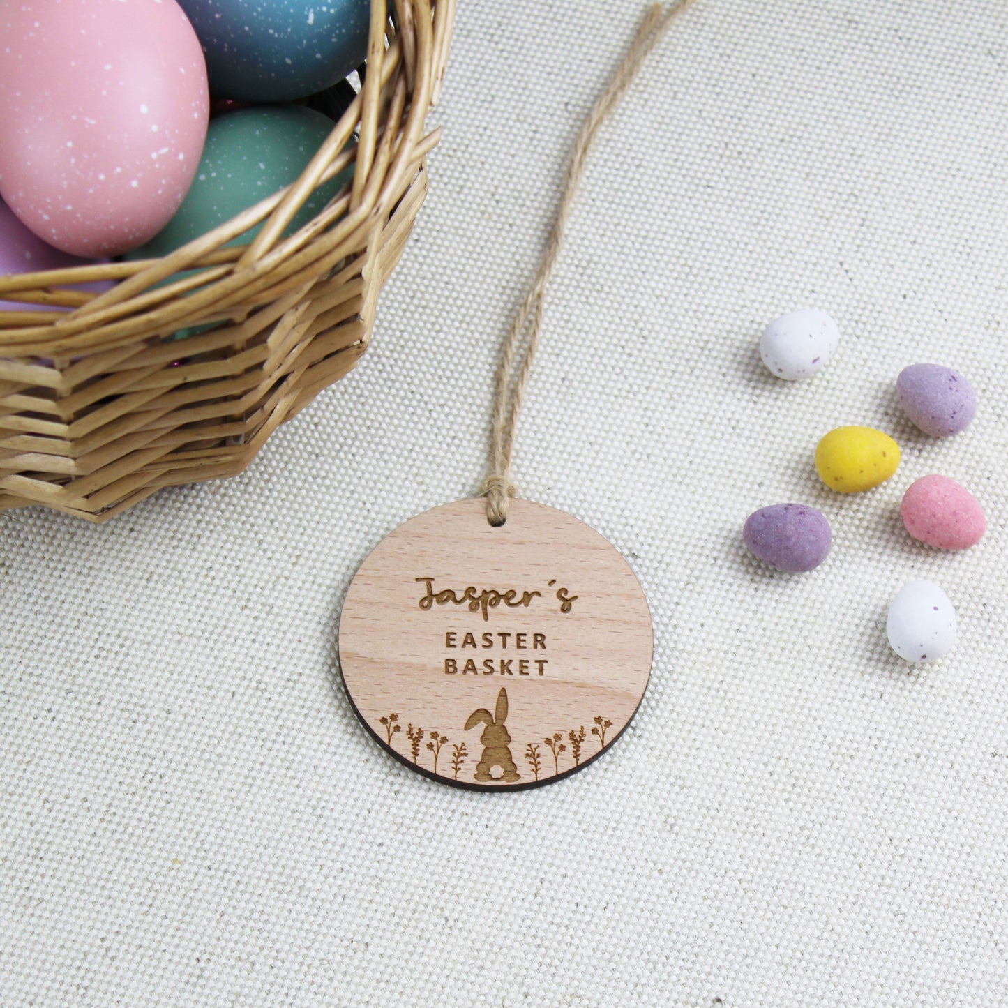 Cute Easter Basket Wooden Tag