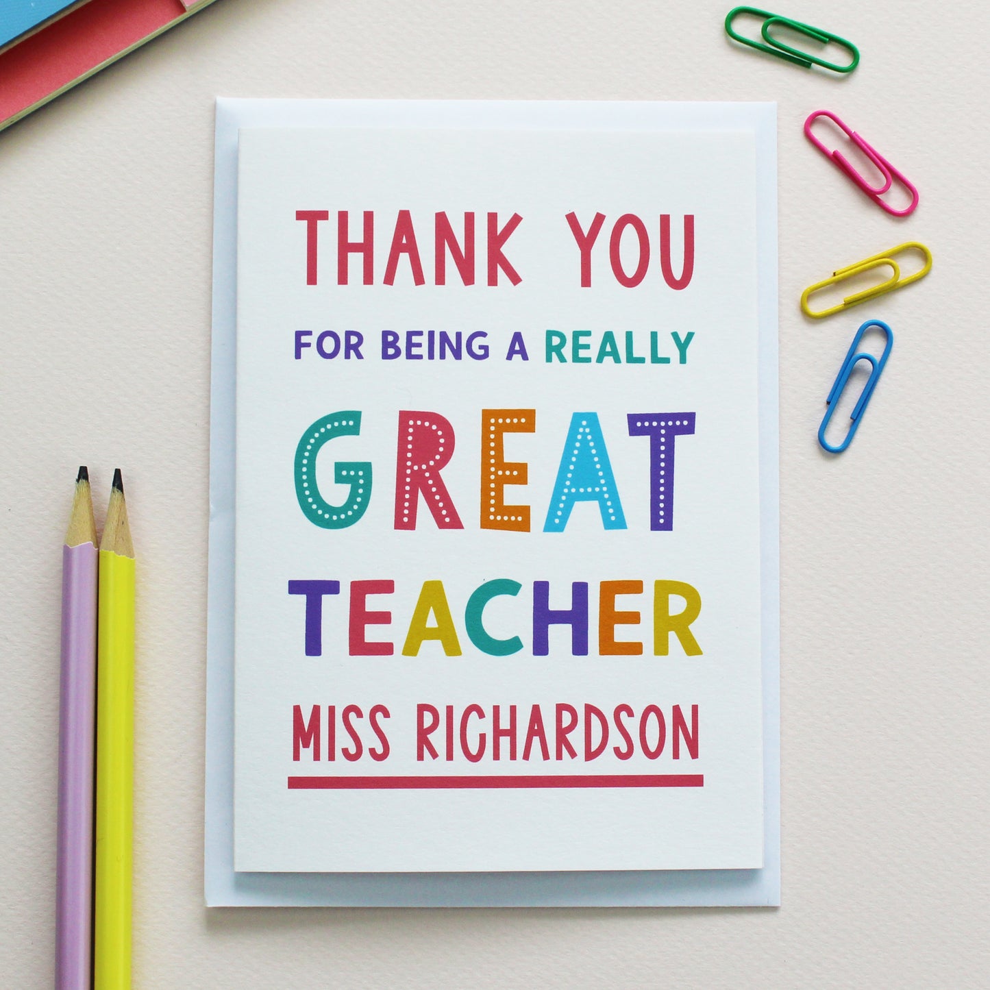 Personalised Thank You Teacher Card