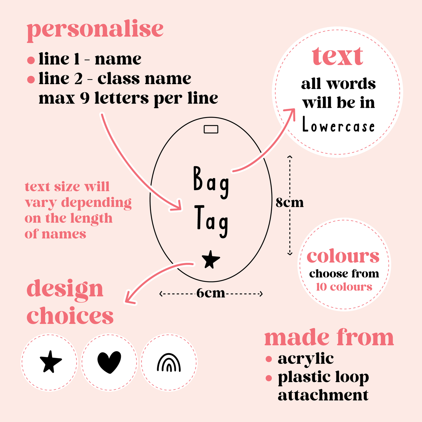 Personalised School Bag Name Tag