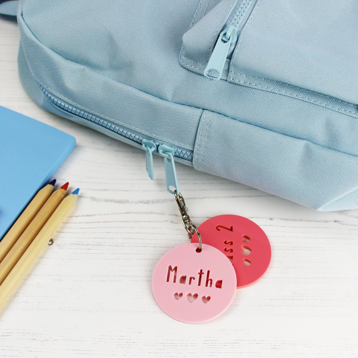 Round Acrylic Personalised School Bag Tag