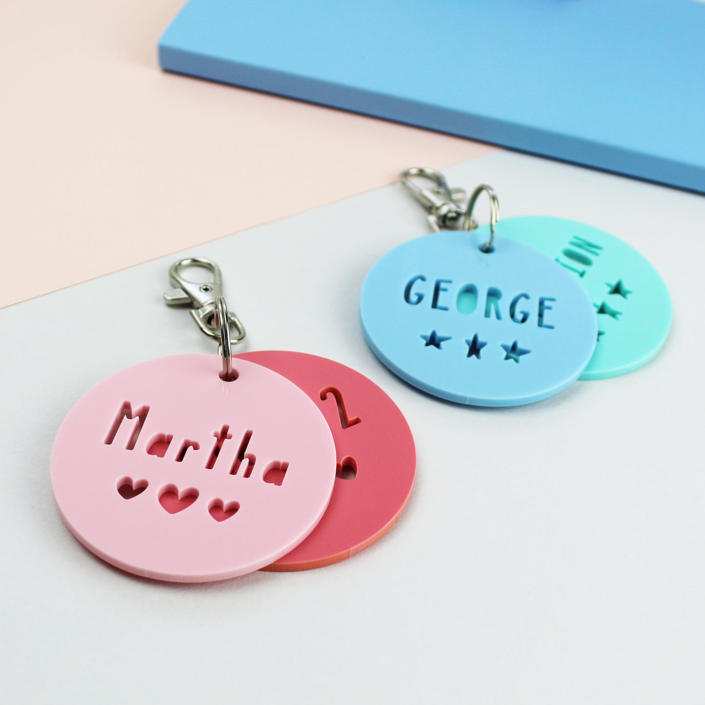 Round Acrylic Personalised School Bag Tag