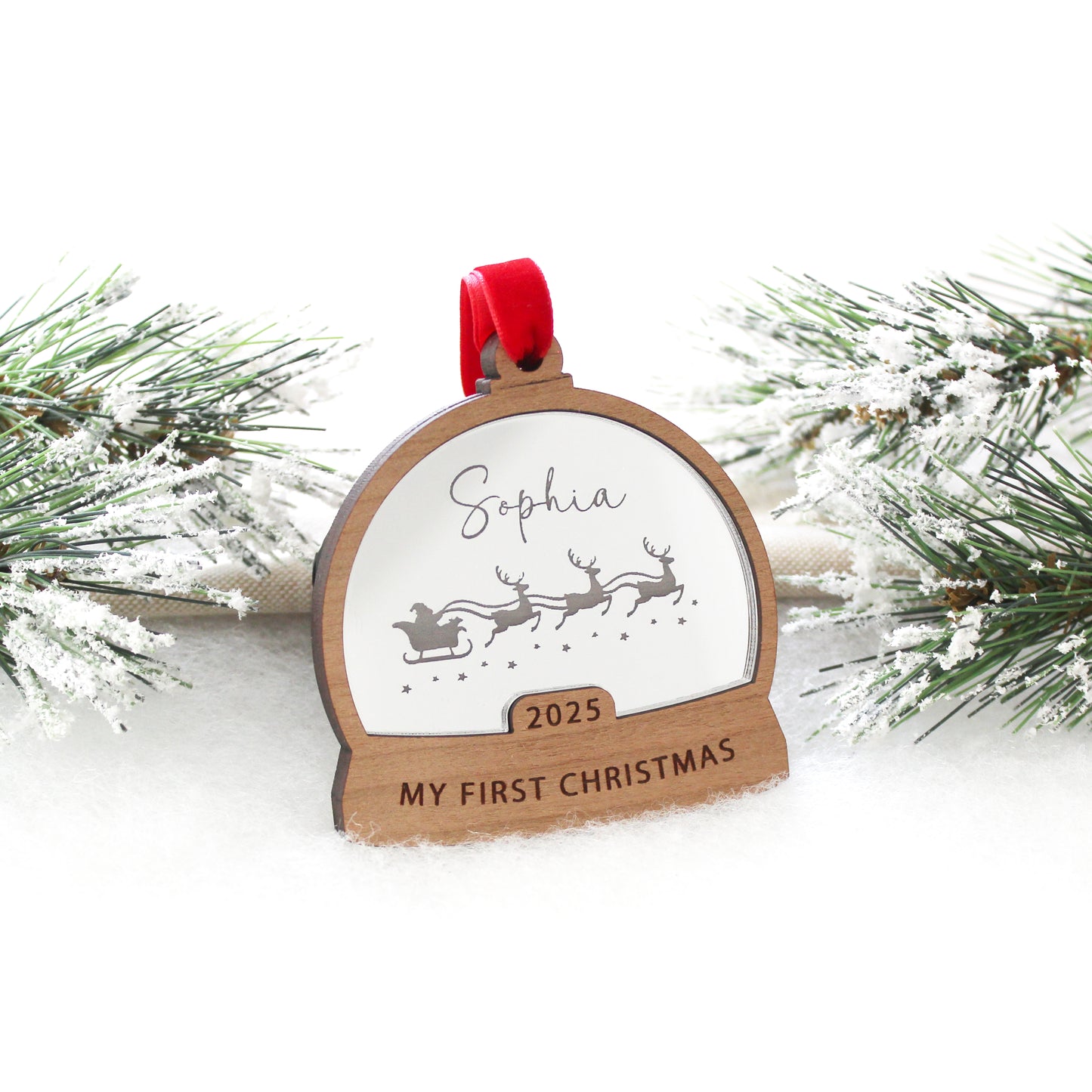 My First Christmas Snow Globe Style Personalised Bauble