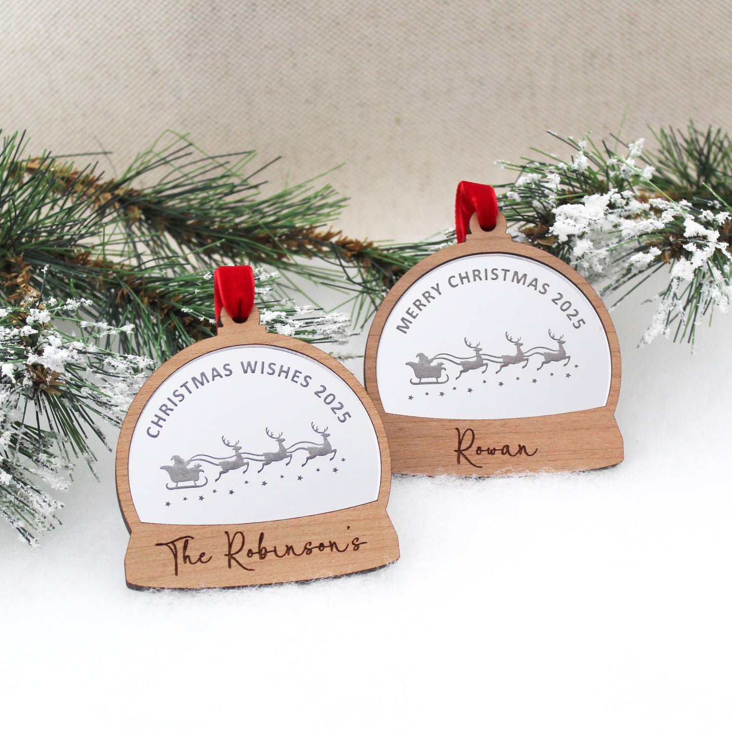 Personalised Snow Globe Style Christmas Bauble