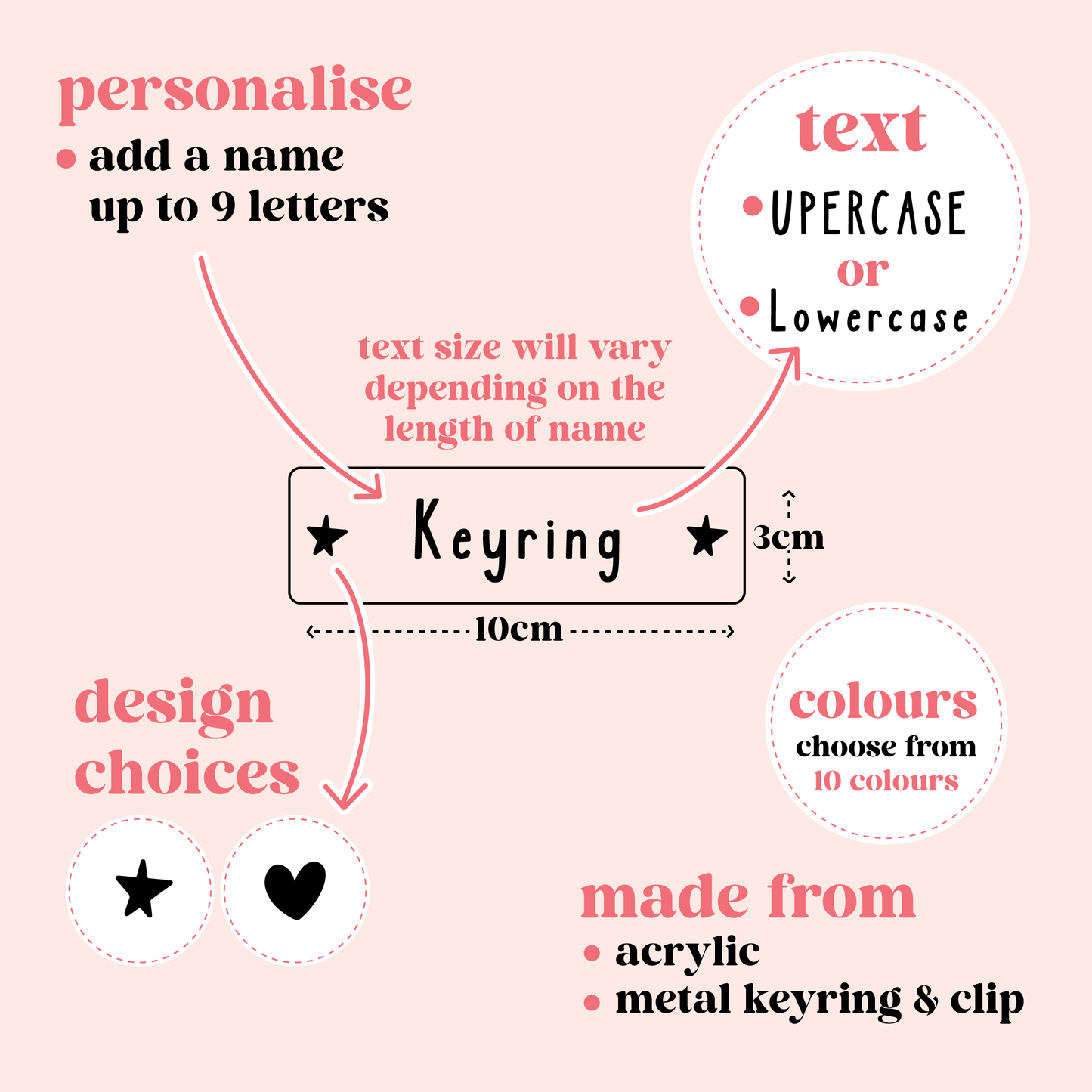 Rectangle Acrylic Personalised Keyring