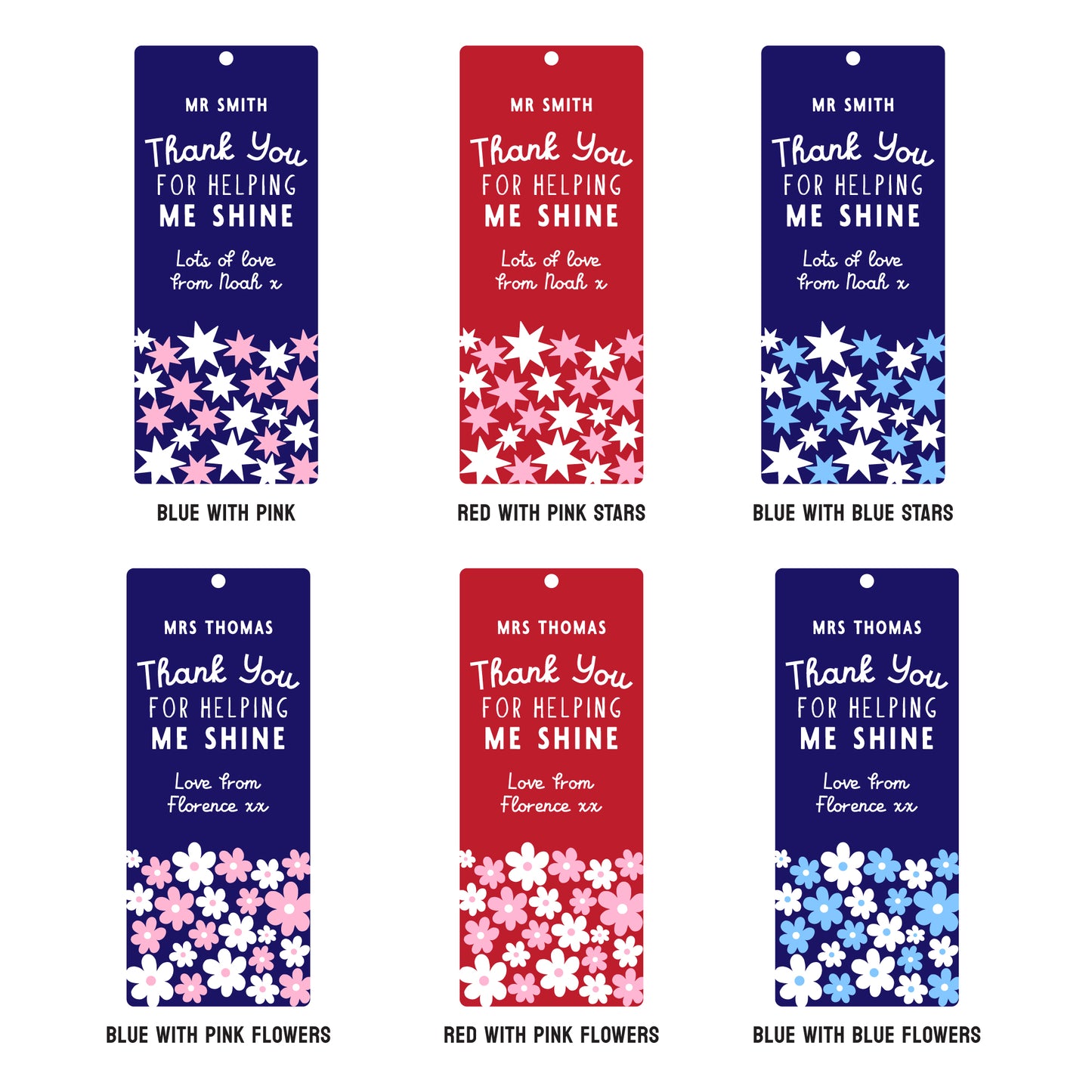 Thank You For Helping Me Shine Teacher Bookmark