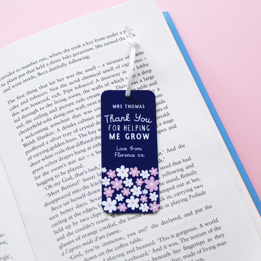 Thank You For Helping Me Grow Teacher Bookmark