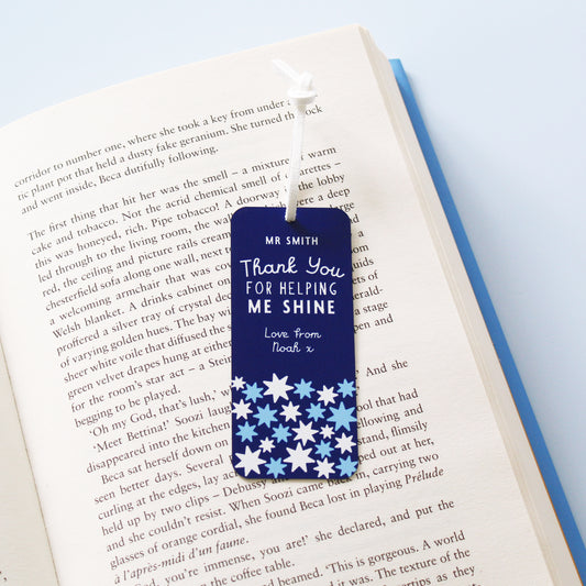 Thank You For Helping Me Shine Teacher Bookmark