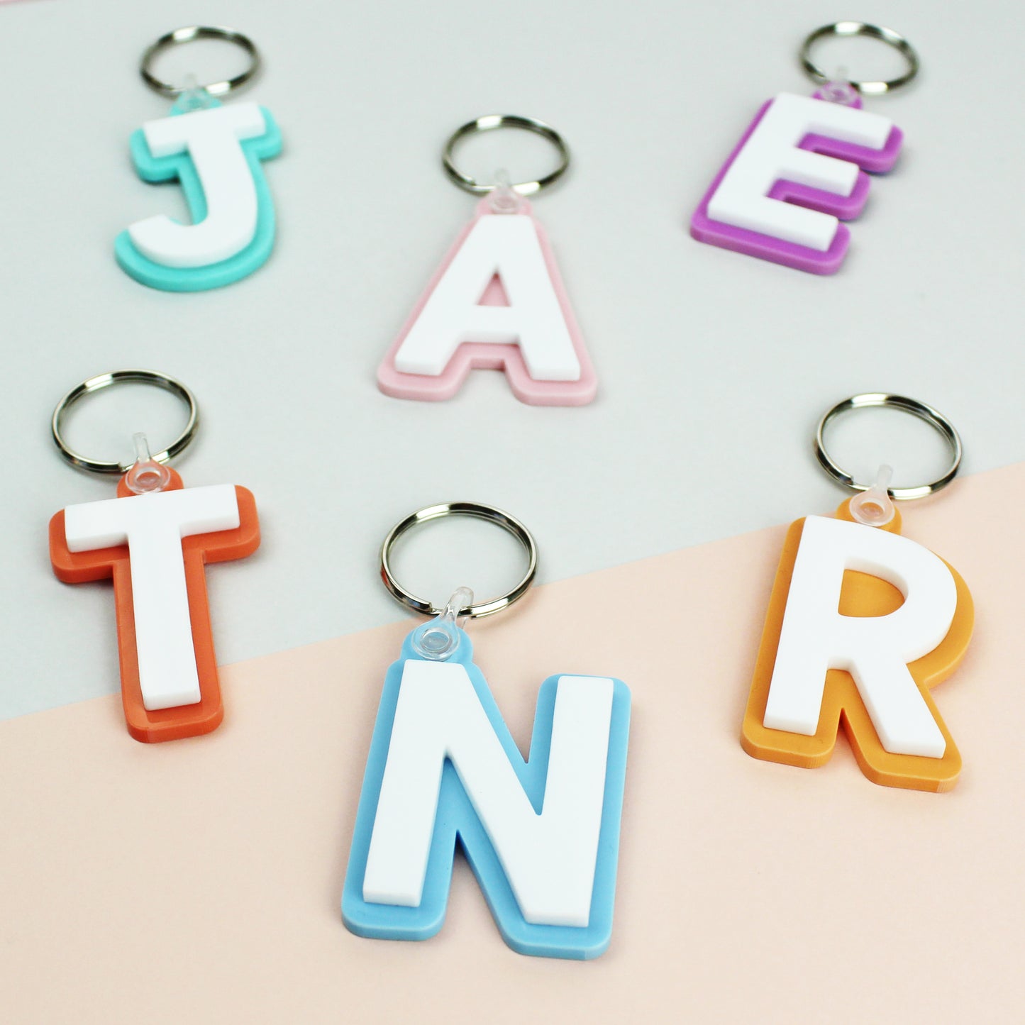 Two Colour Acrylic Initial Keyring