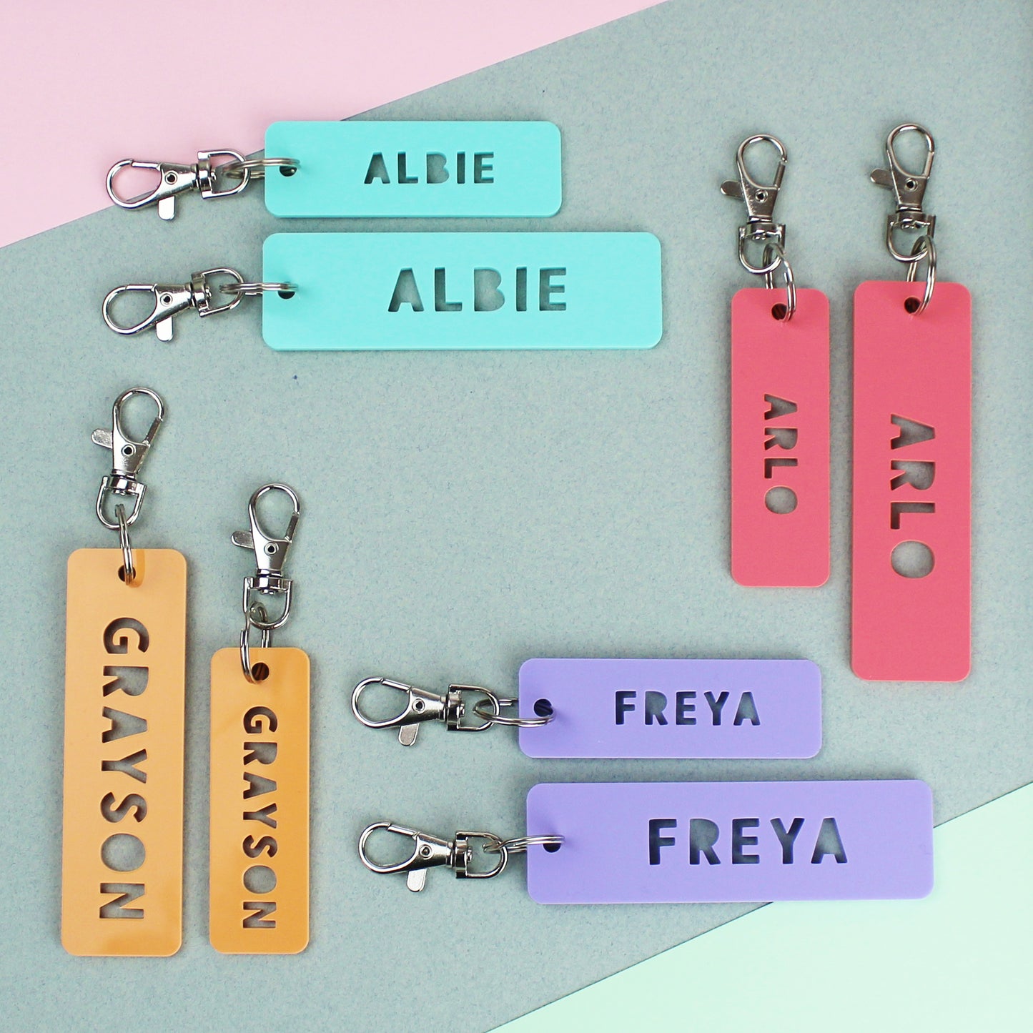 Set of Two Personalised Name Keyrings