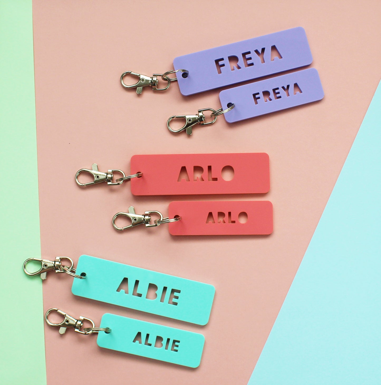Set of Two Personalised Name Keyrings