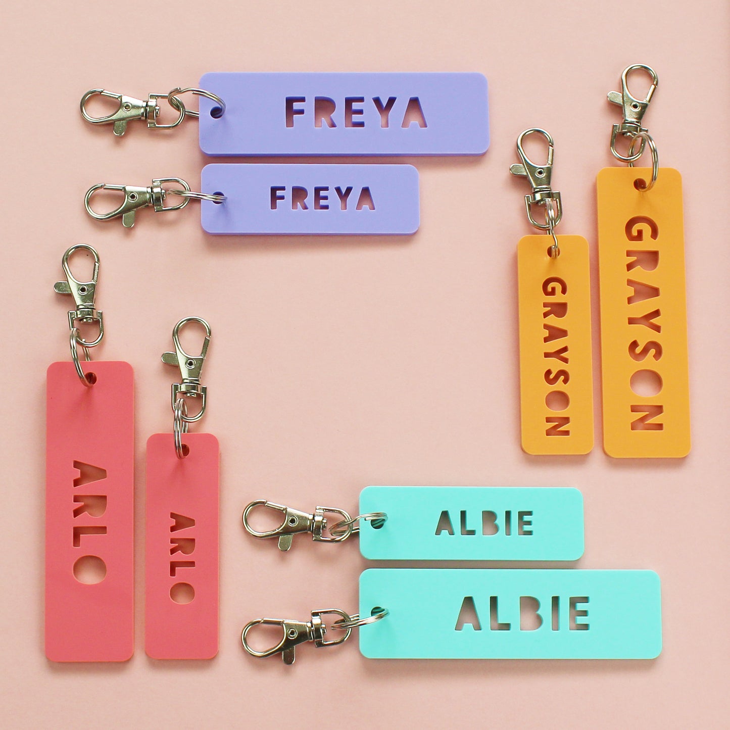 Set of Two Personalised Name Keyrings