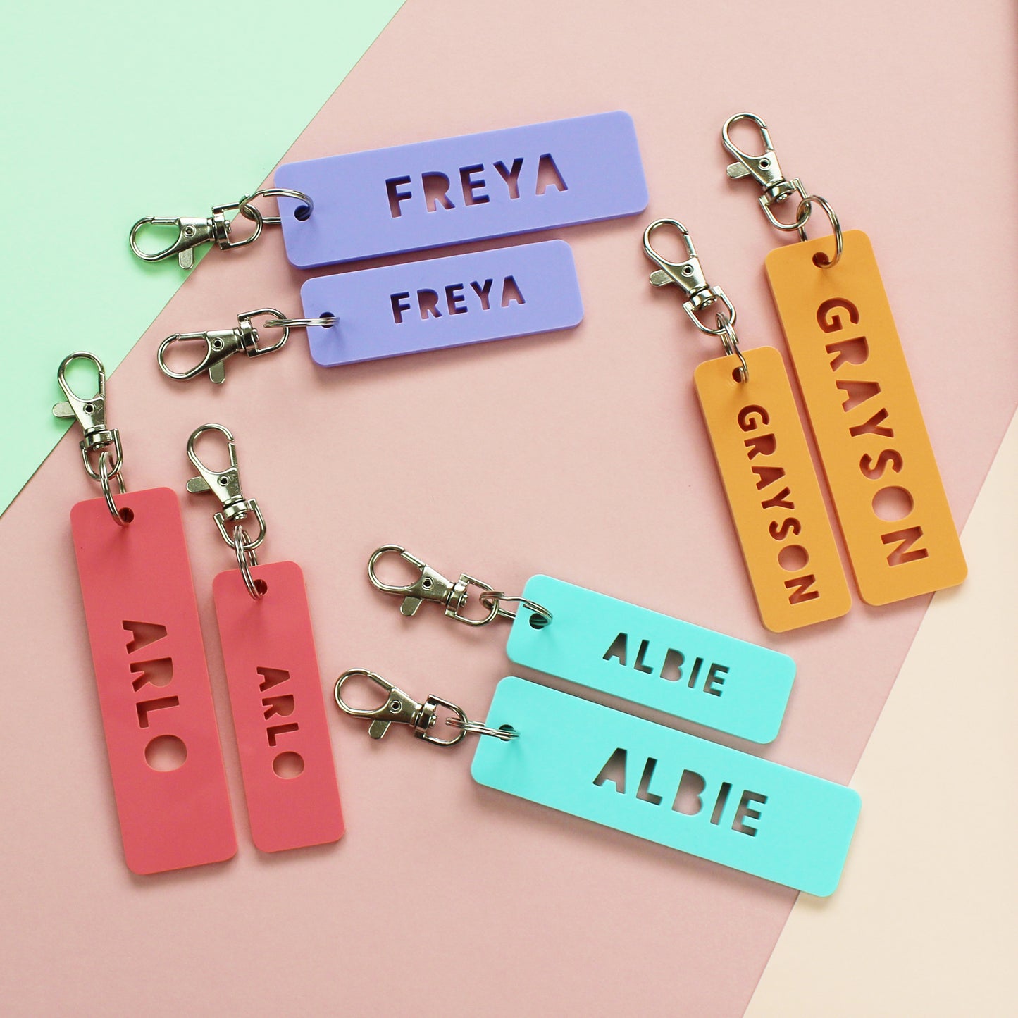 Set of Two Personalised Name Keyrings