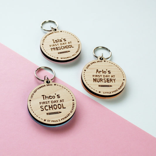 First Day At School or Nursery Wooden Bag Tag