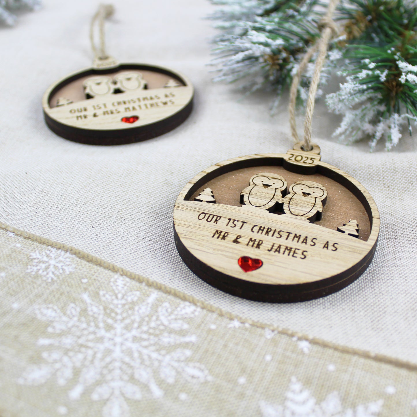 Our First Christmas Married Personalised Wooden Decoration