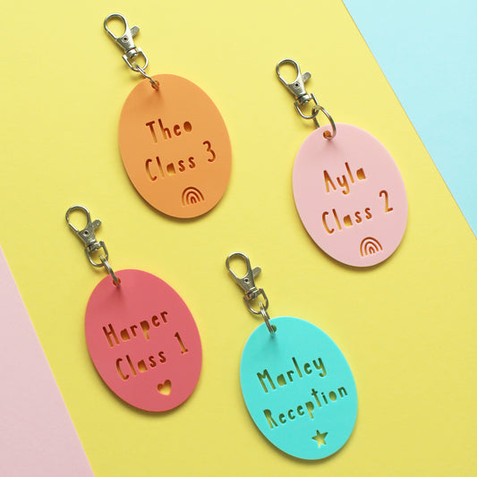 Personalised School Name Tag Keyring