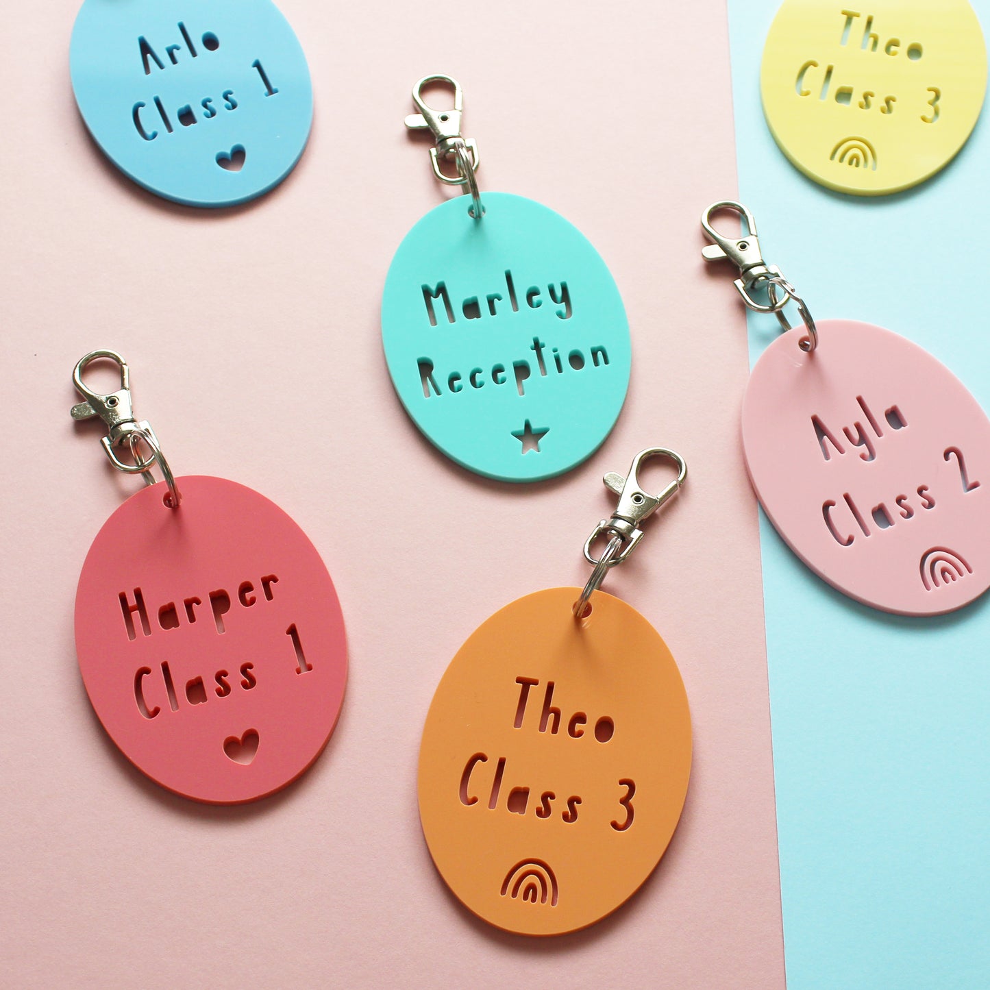 Personalised School Name Tag Keyring