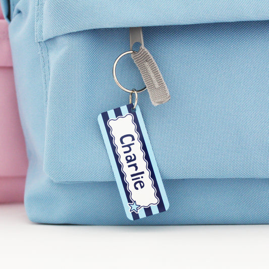 Stripes Personalised Name Keyring