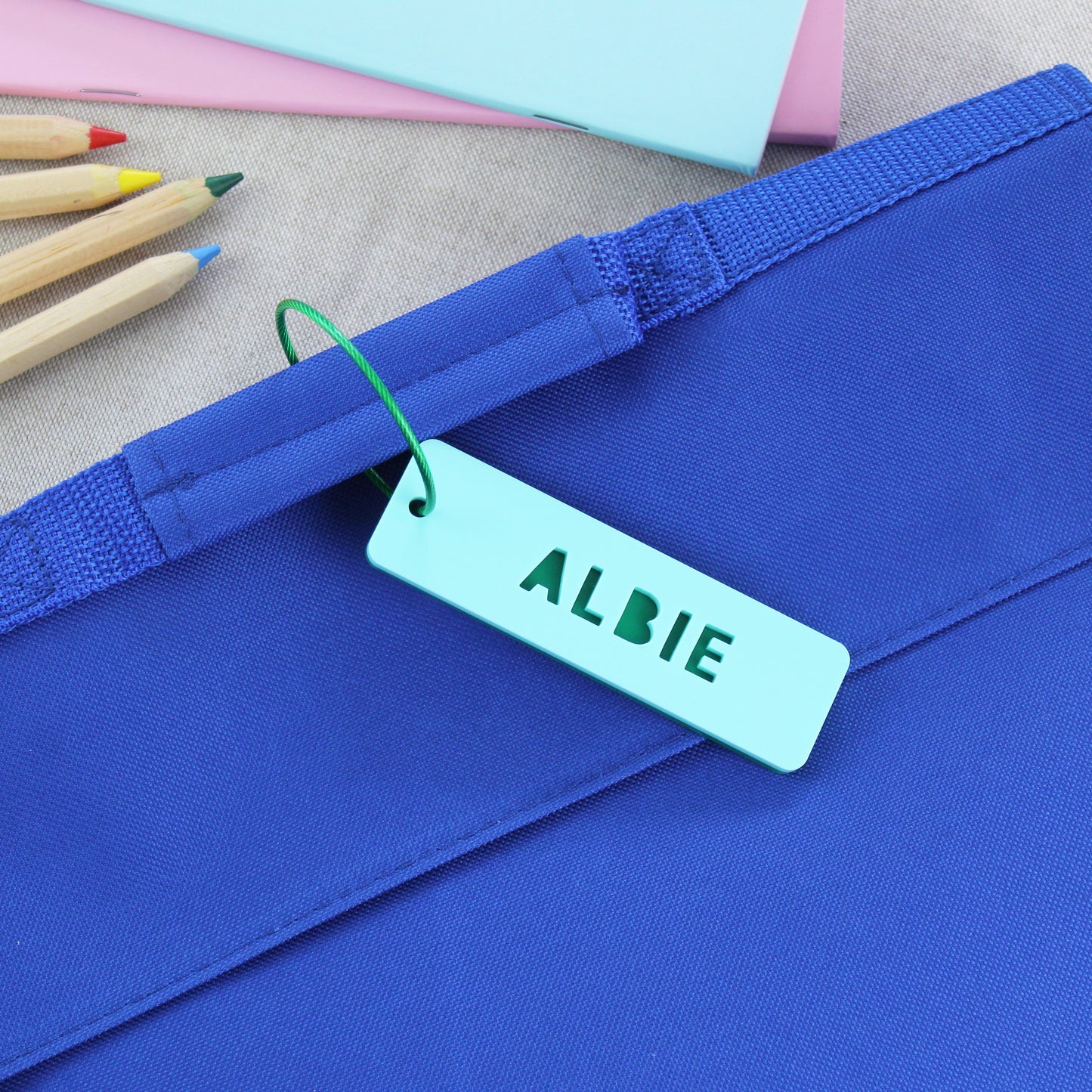Two Tone Rectangle Personalised Name Bag Tag