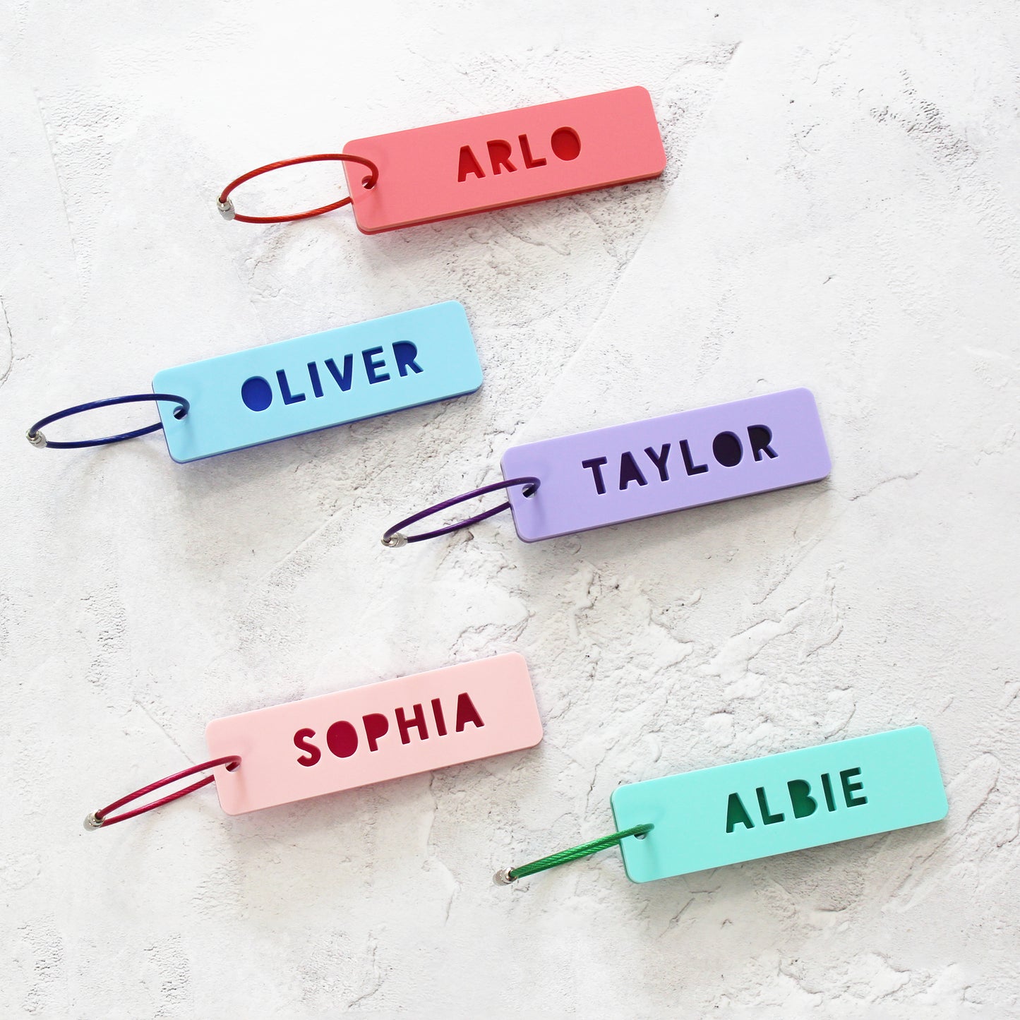 Two Tone Rectangle Personalised Name Bag Tag