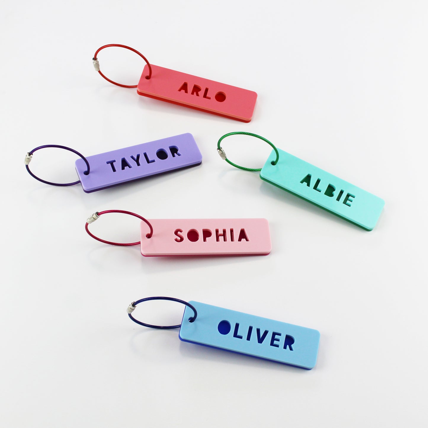 Two Tone Rectangle Personalised Name Bag Tag