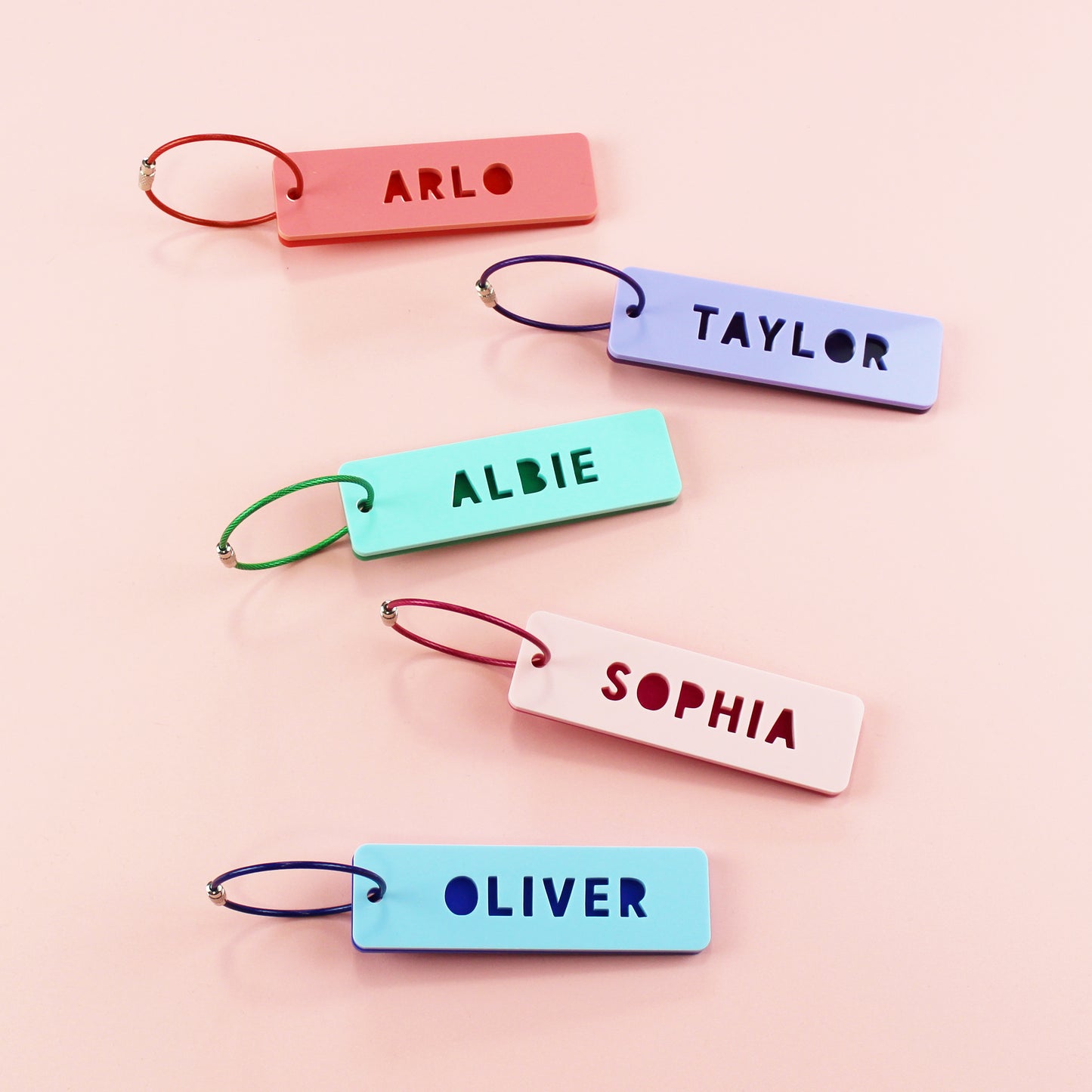Two Tone Rectangle Personalised Name Bag Tag