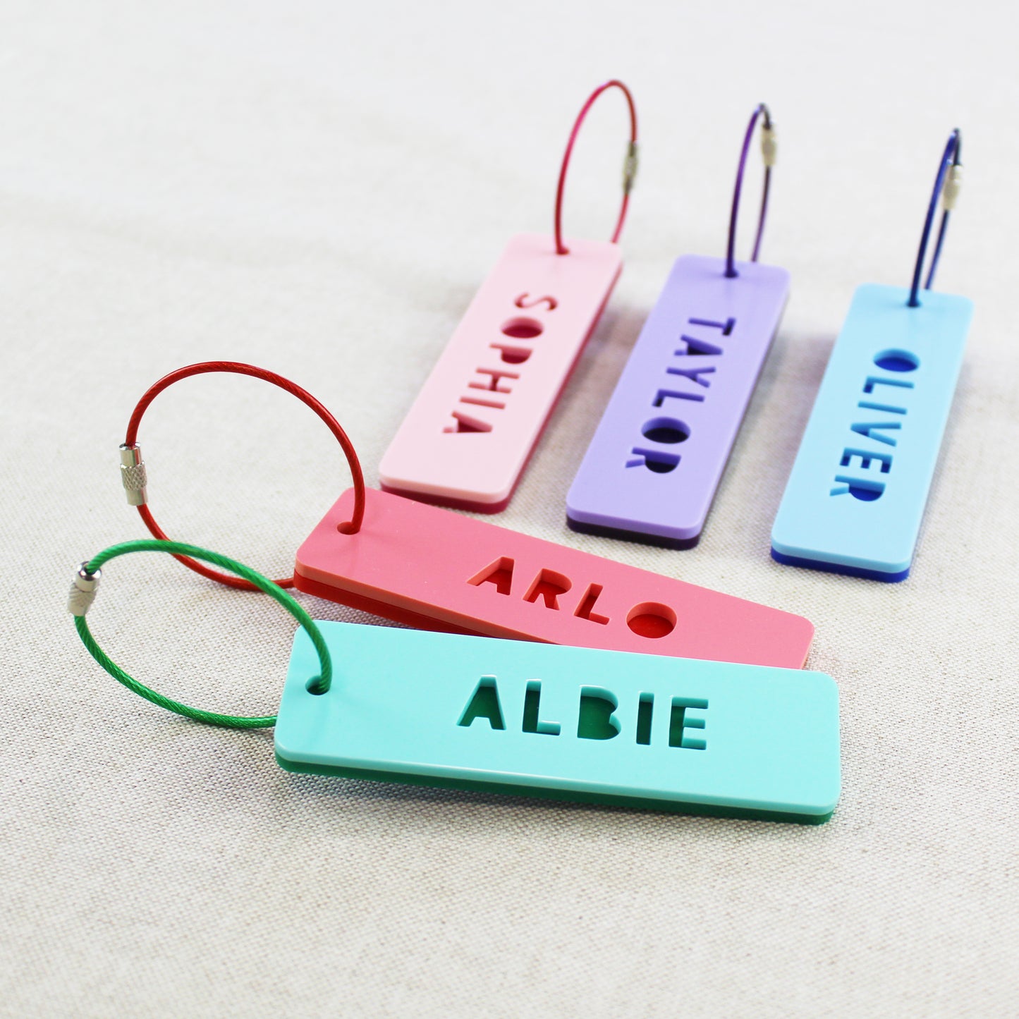 Two Tone Rectangle Personalised Name Bag Tag