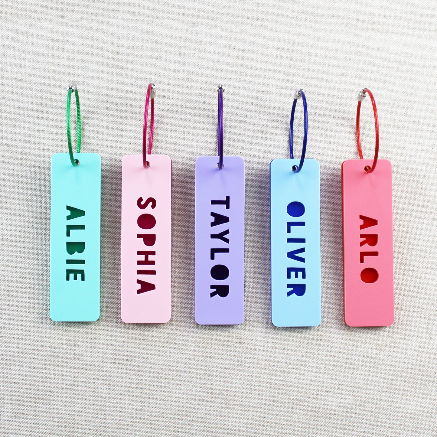 Two Tone Rectangle Personalised Name Bag Tag