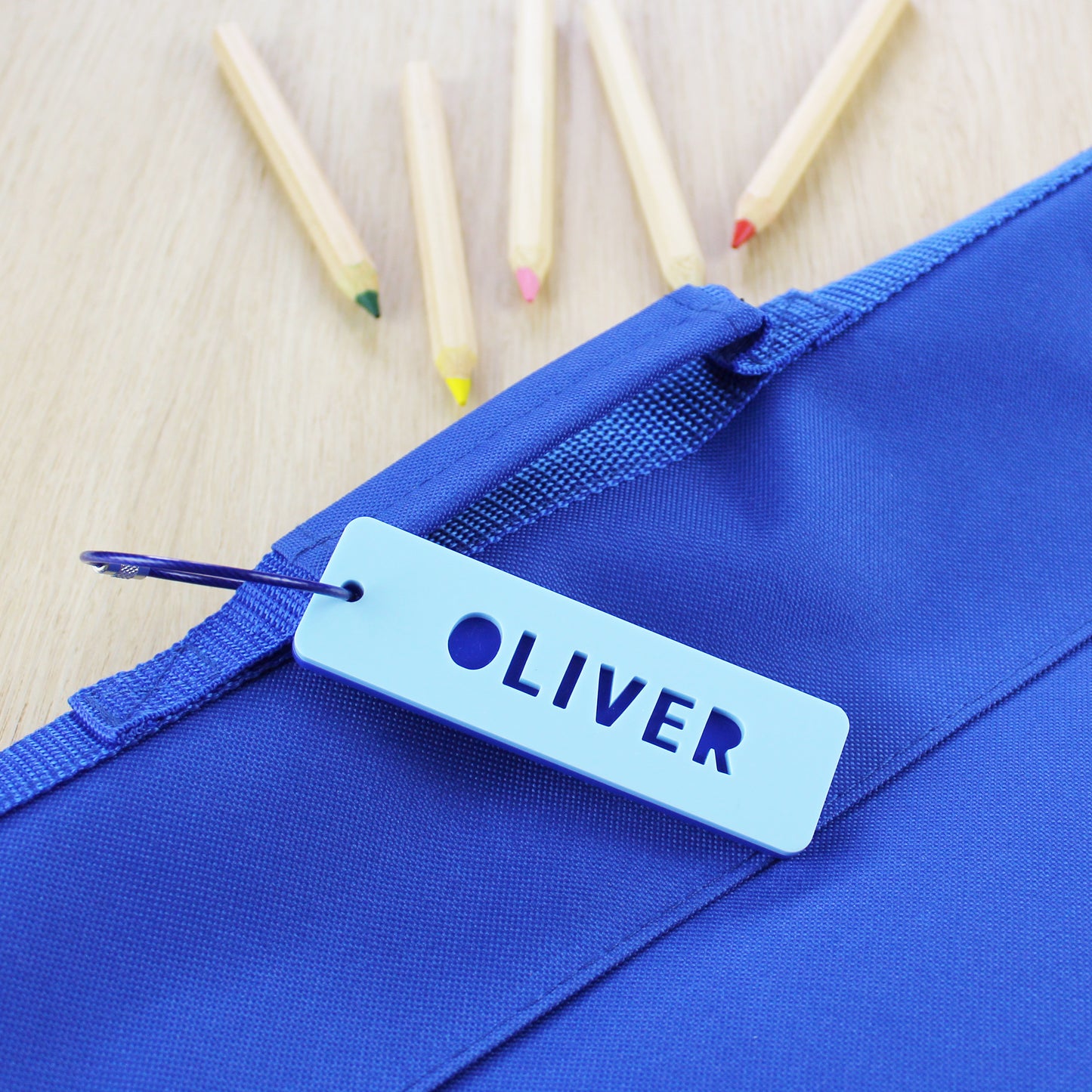 Two Tone Rectangle Personalised Name Bag Tag