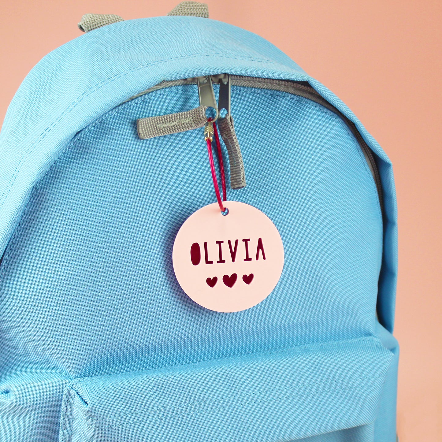 Two Tone Round Personalised Name School Bag Tag