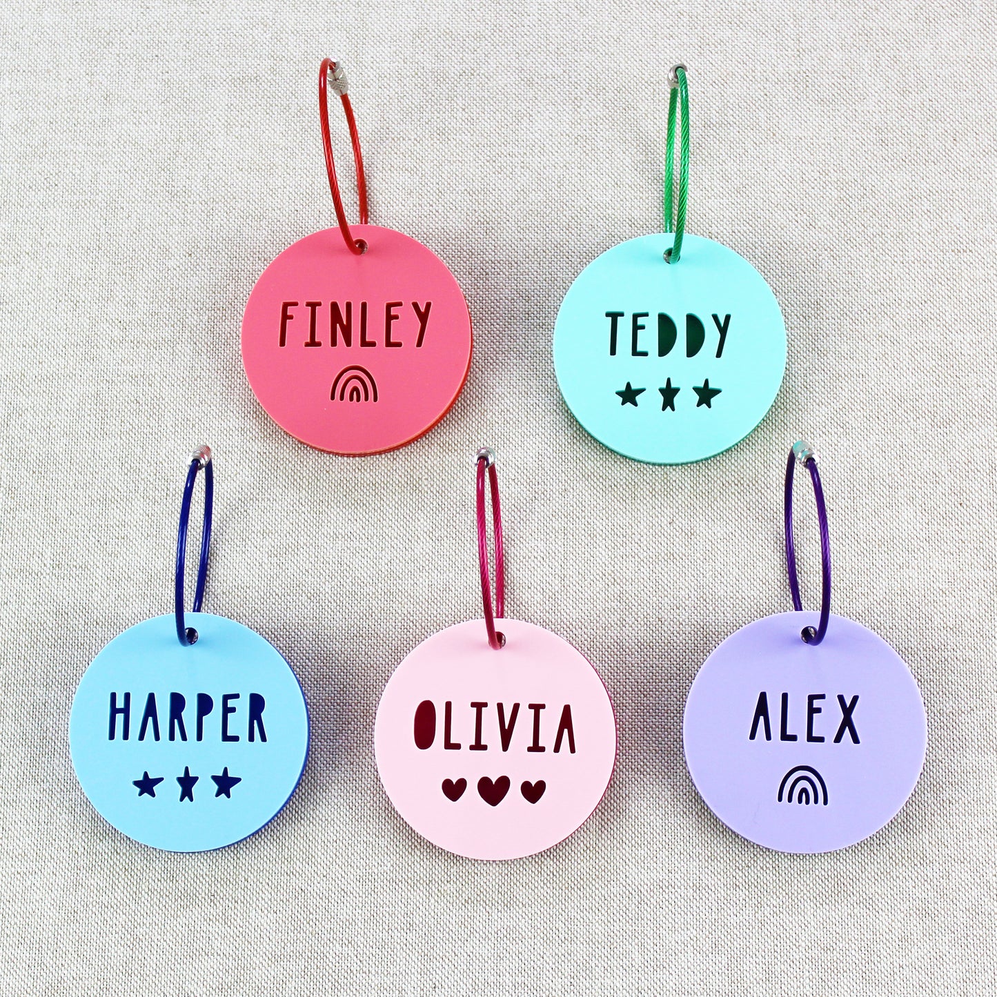 Two Tone Round Personalised Name School Bag Tag