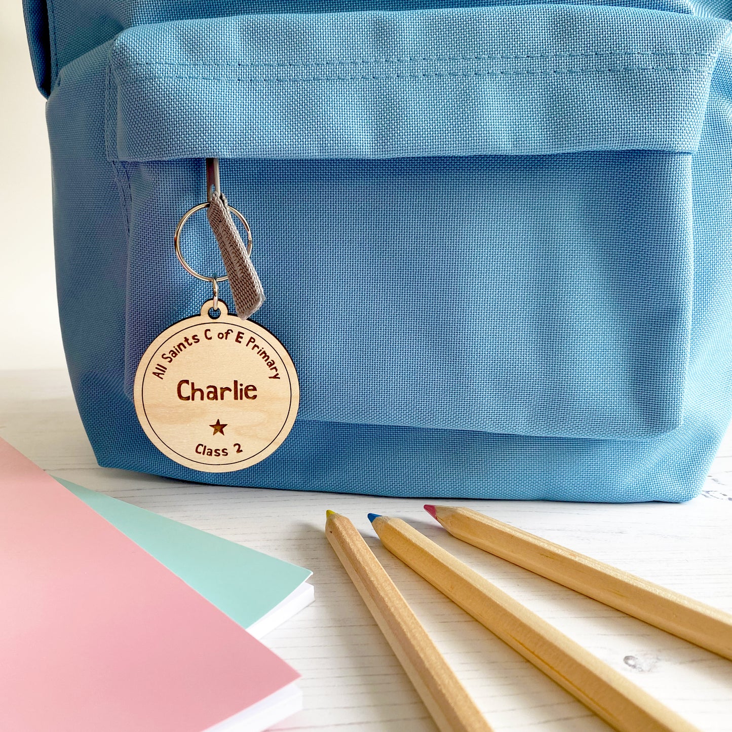Wooden School Bag Tag