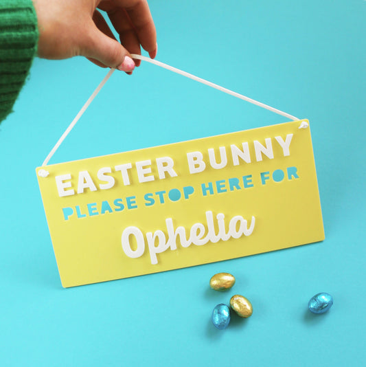 Easter Bunny Please Stop Here Personalised Sign