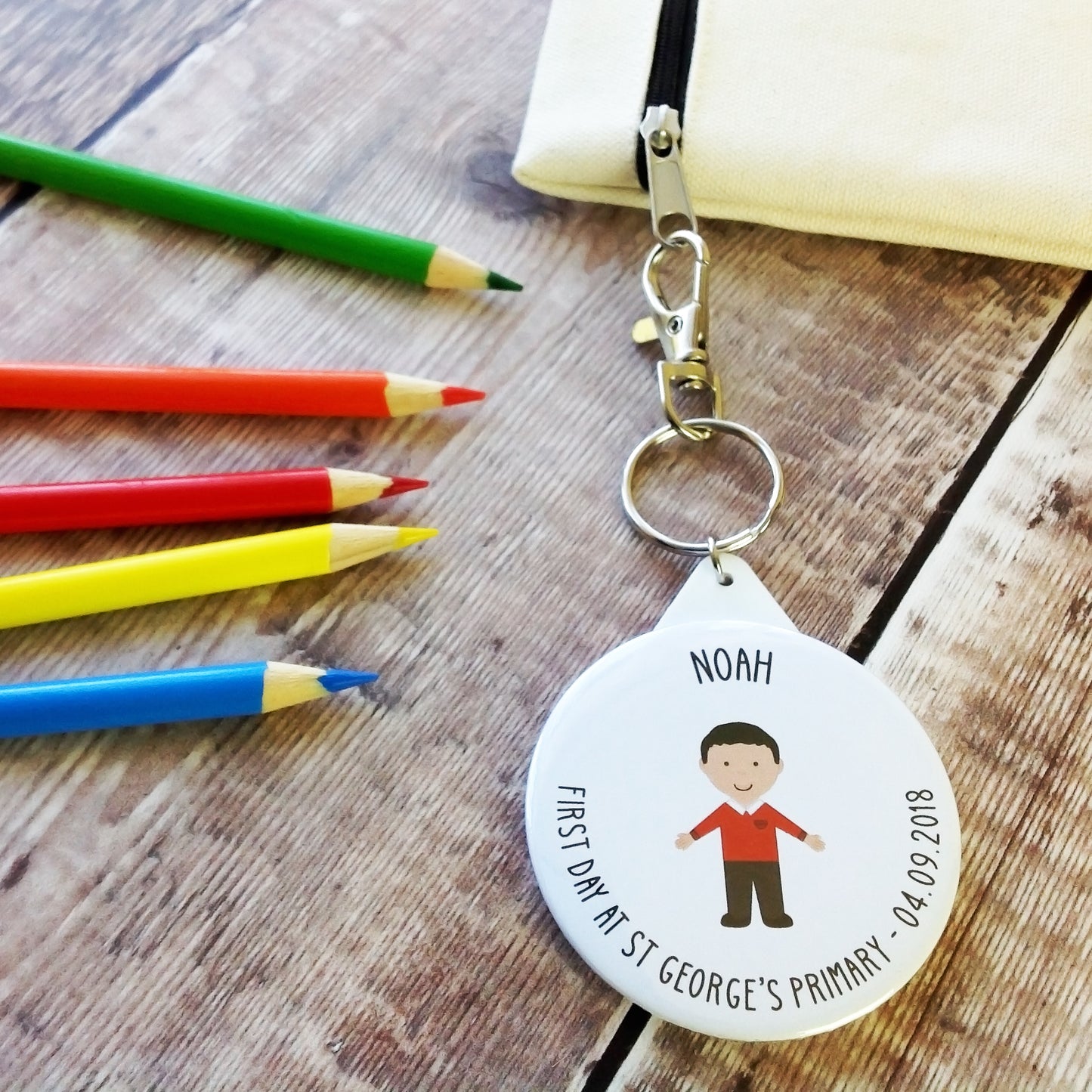 First Day At School Badge or Keyring